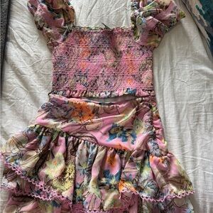 Floral Pink Ruffled Dress